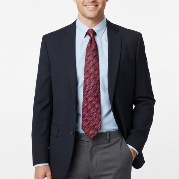 Vintage YAMAHA Logo Tie Blue Geometric Pattern Polyester Japan Motorcycles - Picture 1 of 7